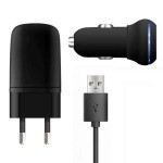 3 in 1 Charging Kit for Celkon C22 Plus with USB Wall Charger, Car Charger & USB Data Cable