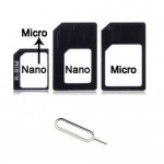 Sim Adapter For Apple iPhone 5S Nano Sim to Micro Sim / Regular Sim with Ejector Pin