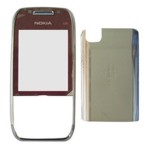 Front & Back Panel For Nokia E75 - Silver With Red