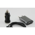 3 in 1 Charging Kit For Alcatel OT-300 with USB Wall Charger, Car Charger & Data Cable (miniUSB)