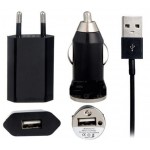 3 in 1 Charging Kit For Alcatel OT-303 with USB Wall Charger, Car Charger & Data Cable (miniUSB)