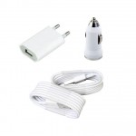 3 in 1 Charging Kit For Alcatel OT-355 with USB Wall Charger, Car Charger & Data Cable (miniUSB)