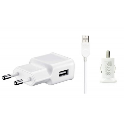 3 in 1 Charging Kit for Mobiistar C2 with Wall Charger, Car Charger & USB Data Cable - Maxbhi.com