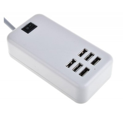 6 Port Multi USB HighQ Fast Charger for Alcatel One Touch Pop C3 4033D - Maxbhi.com