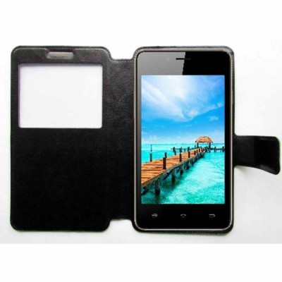 Flip Cover for Spice Xlife 406 - Black