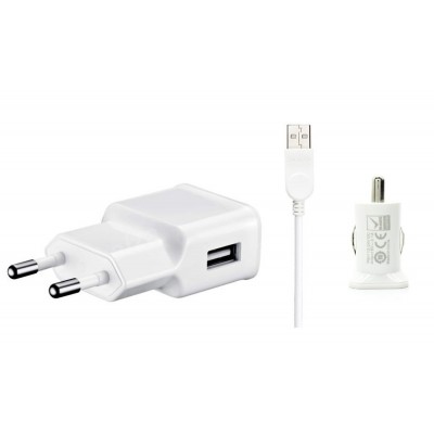 3 in 1 Charging Kit for Motorola moto E 2nd Gen 4G with Wall Charger, Car Charger & USB Data Cable - Maxbhi.com