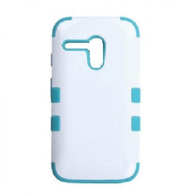 Back Case for Motorola Moto G Dual SIM - White & Cyan