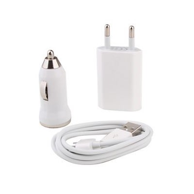 3 in 1 Charging Kit for Apple iPad 4 32GB WiFi Plus Cellular with USB Wall Charger, Car Charger & USB Data Cable