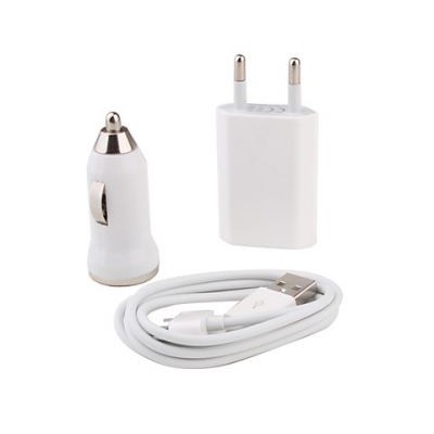 3 in 1 Charging Kit for Apple iPad mini 16GB CDMA with USB Wall Charger, Car Charger & USB Data Cable