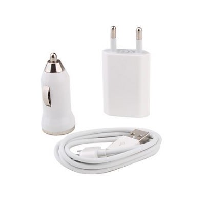 3 in 1 Charging Kit for Lava Spark 245 with USB Wall Charger, Car Charger & USB Data Cable