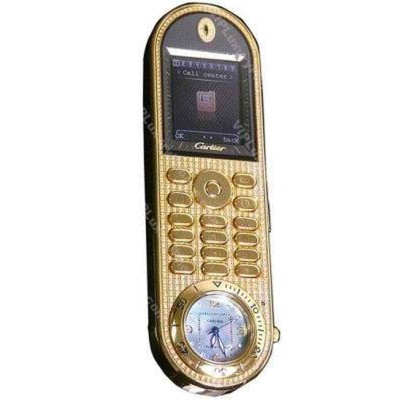 Back Panel Cover for Cartier Gold Clock Mobile Cell Phone - Black