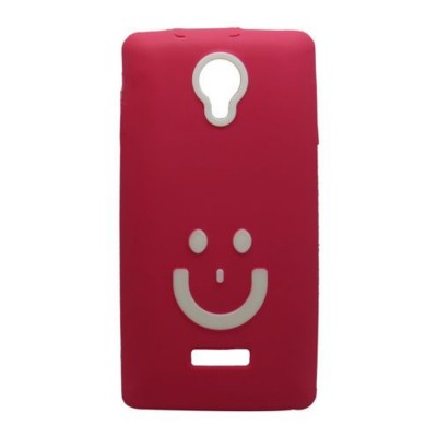 Smiley Back Case for Micromax A74 Canvas Fun Black with Red
