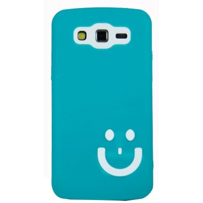 Smiley Back Case for Samsung Galaxy Grand 2 SM-G7102 with dual SIM Sky Blue