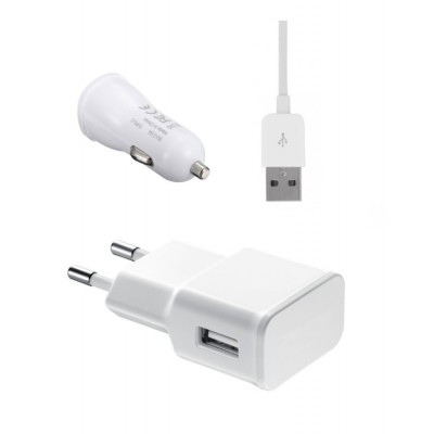 3 In 1 Charging Kit For Spice M9000 Popkorn With Wall Charger Car Charger Usb Data Cable - Maxbhi Com