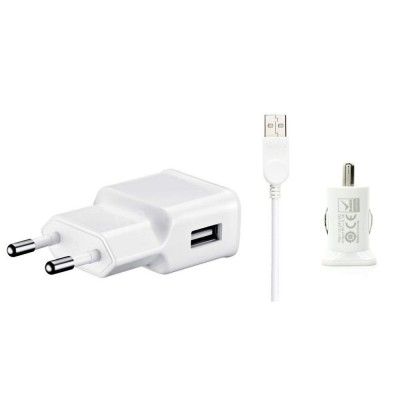 3 In 1 Charging Kit For Samsung Galaxy S4 Mini I9195i With Wall Charger Car Charger Usb Data Cable - Maxbhi Com