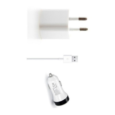 3 In 1 Charging Kit For Lenovo Tab 4 10 16gb Wifi With Wall Charger Car Charger Usb Data Cable - Maxbhi Com