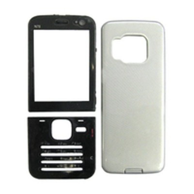 Front & Back Panel For Nokia N78 - Black With White