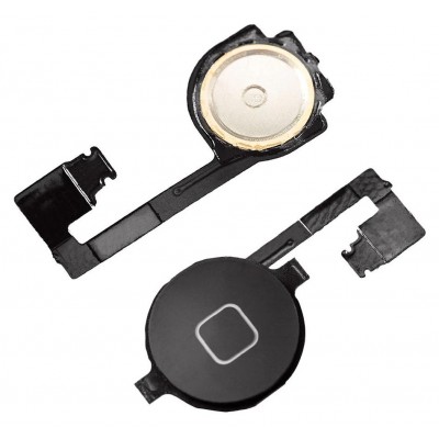 Home Button Complete for Apple iPhone 4 Black - Outer Plastic with Inner Flex