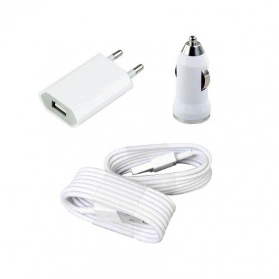 3 in 1 Charging Kit for Alcatel One Touch X-Pop with USB Wall Charger, Car Charger & USB Data Cable