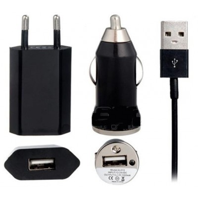 3 in 1 Charging Kit for Lava Iris 405 Plus with USB Wall Charger, Car Charger & USB Data Cable