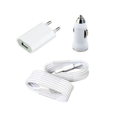 3 in 1 Charging Kit for Celkon A60 with USB Wall Charger, Car Charger & USB Data Cable