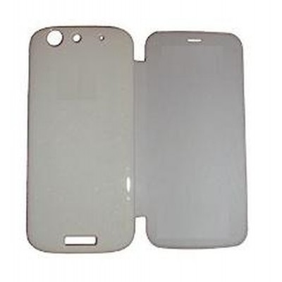 Flip Cover for Micromax A300 Canvas Gold - White