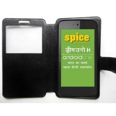 Flip Cover for Spice Dream Uno H Mi-498H - Black