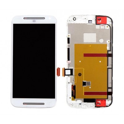 Lcd With Touch Screen For Motorola Moto G 2nd Gen White By - Maxbhi Com