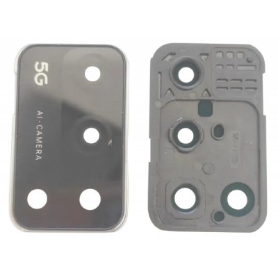 Camera Lens Glass With Frame For Oppo A55 5g Black By - Maxbhi Com